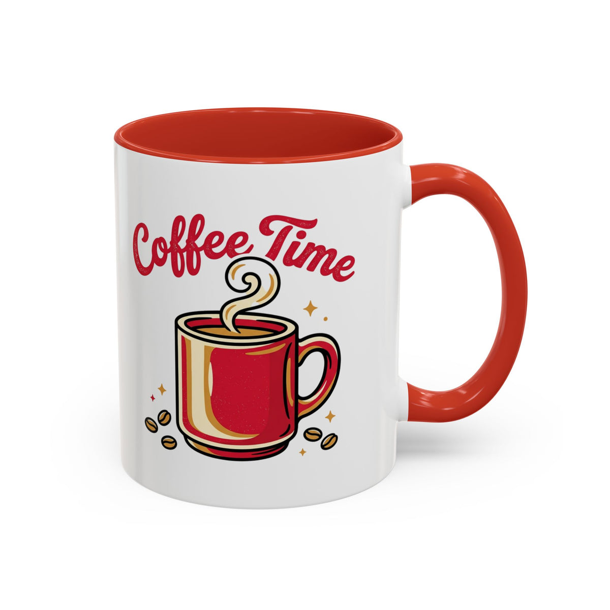 Coffee Mug - "Coffee Time" Red Accent Ceramic Mug (11/15oz)