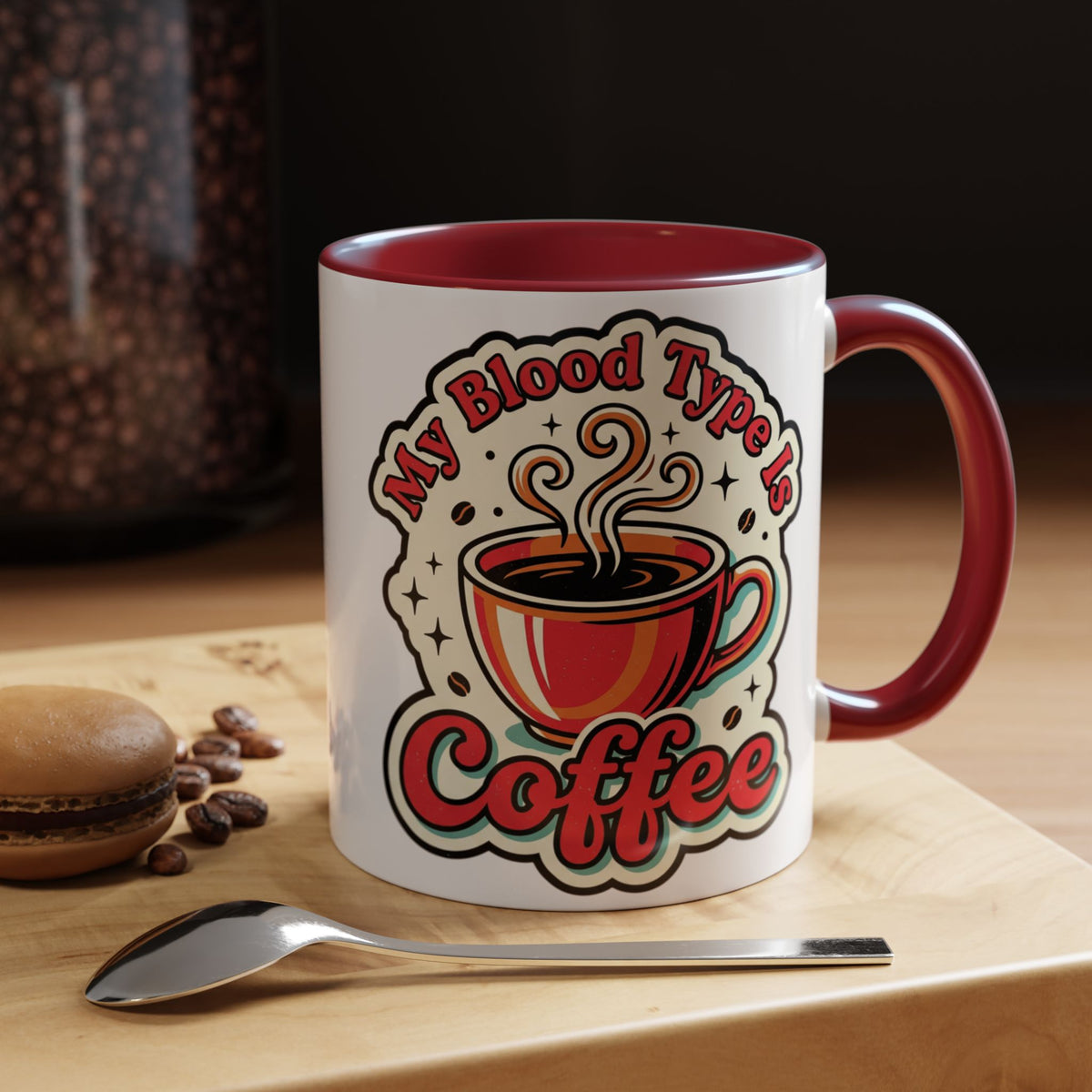 Coffee Mug - "My Blood Type Is Coffee" Accent Ceramic Mug (11oz & 15oz)