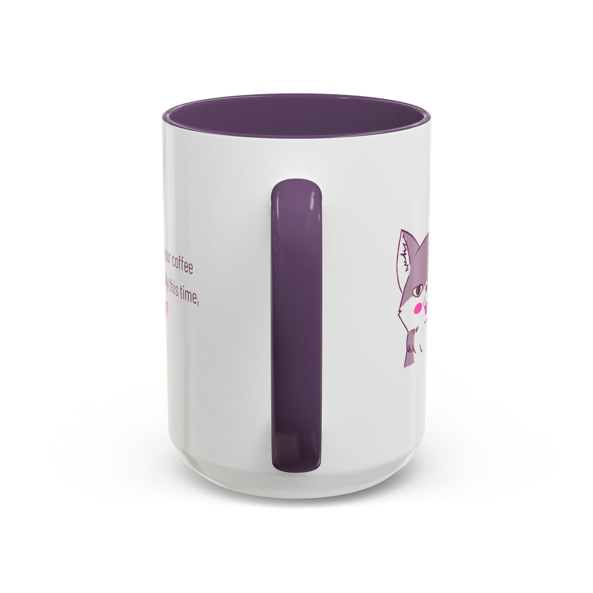 Accent Coffee Mug — Cute Shy Fox Design "Drink your coffee carefully this time, ok?"