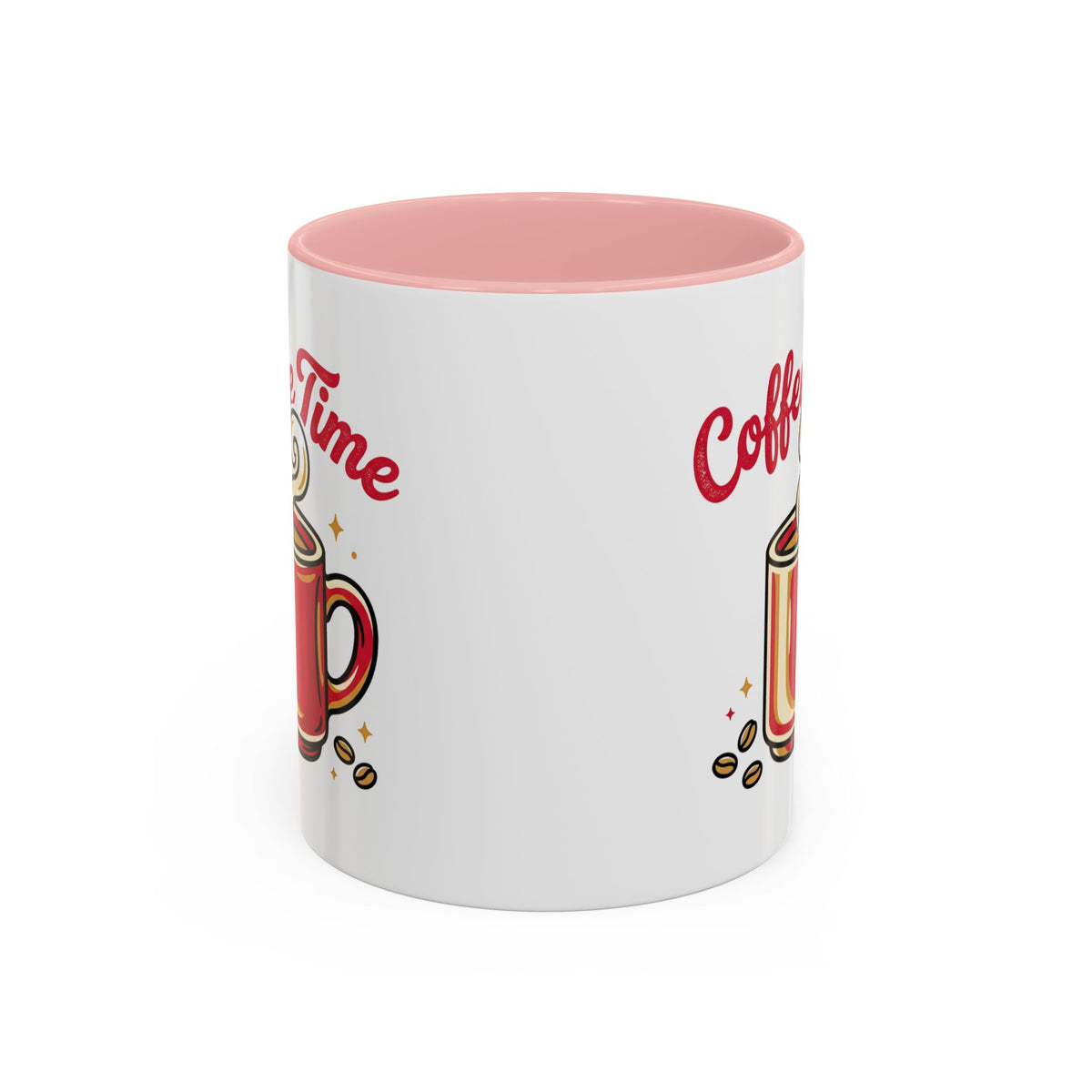 Coffee Mug - "Coffee Time" Red Accent Ceramic Mug (11/15oz)