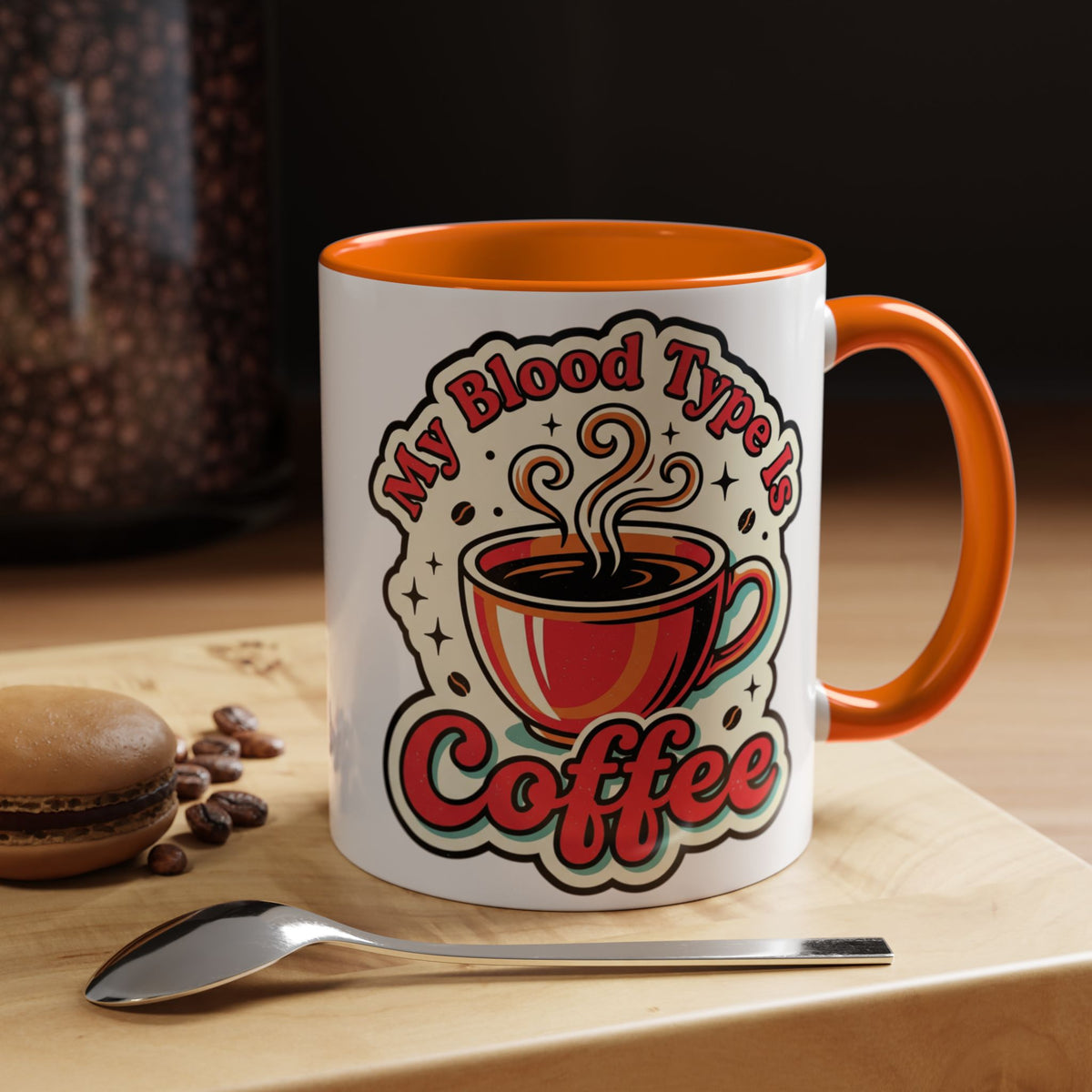 Coffee Mug - "My Blood Type Is Coffee" Accent Ceramic Mug (11oz & 15oz)