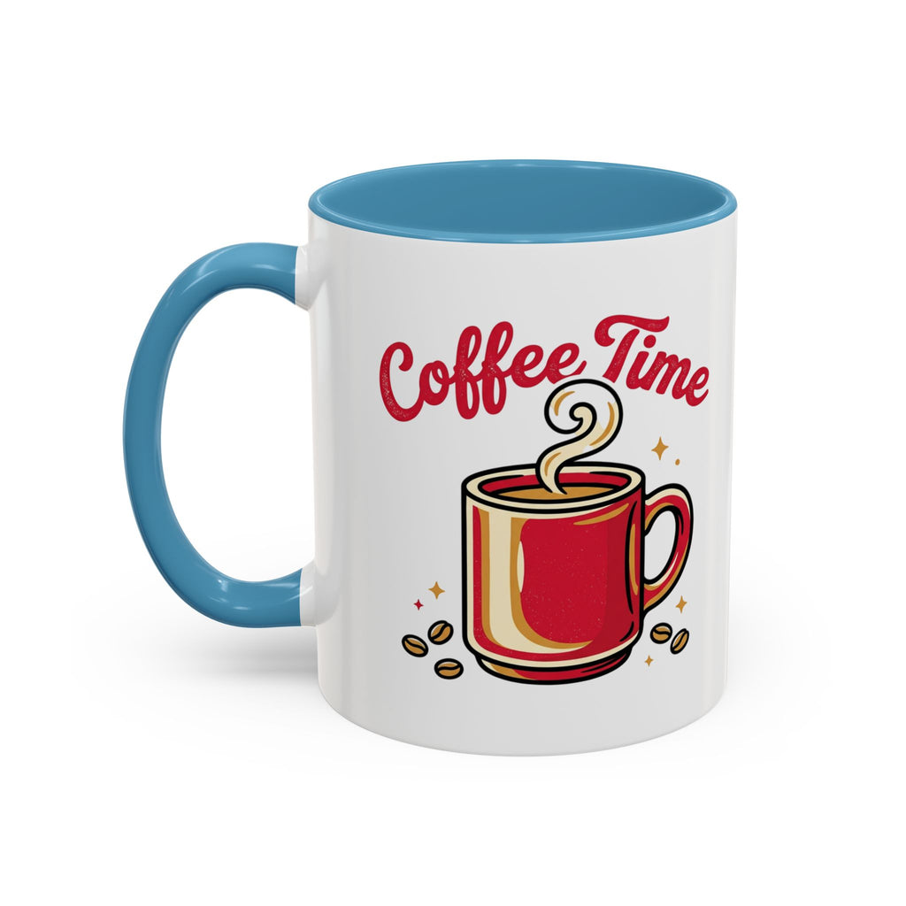 Coffee Mug - "Coffee Time" Red Accent Ceramic Mug (11/15oz)