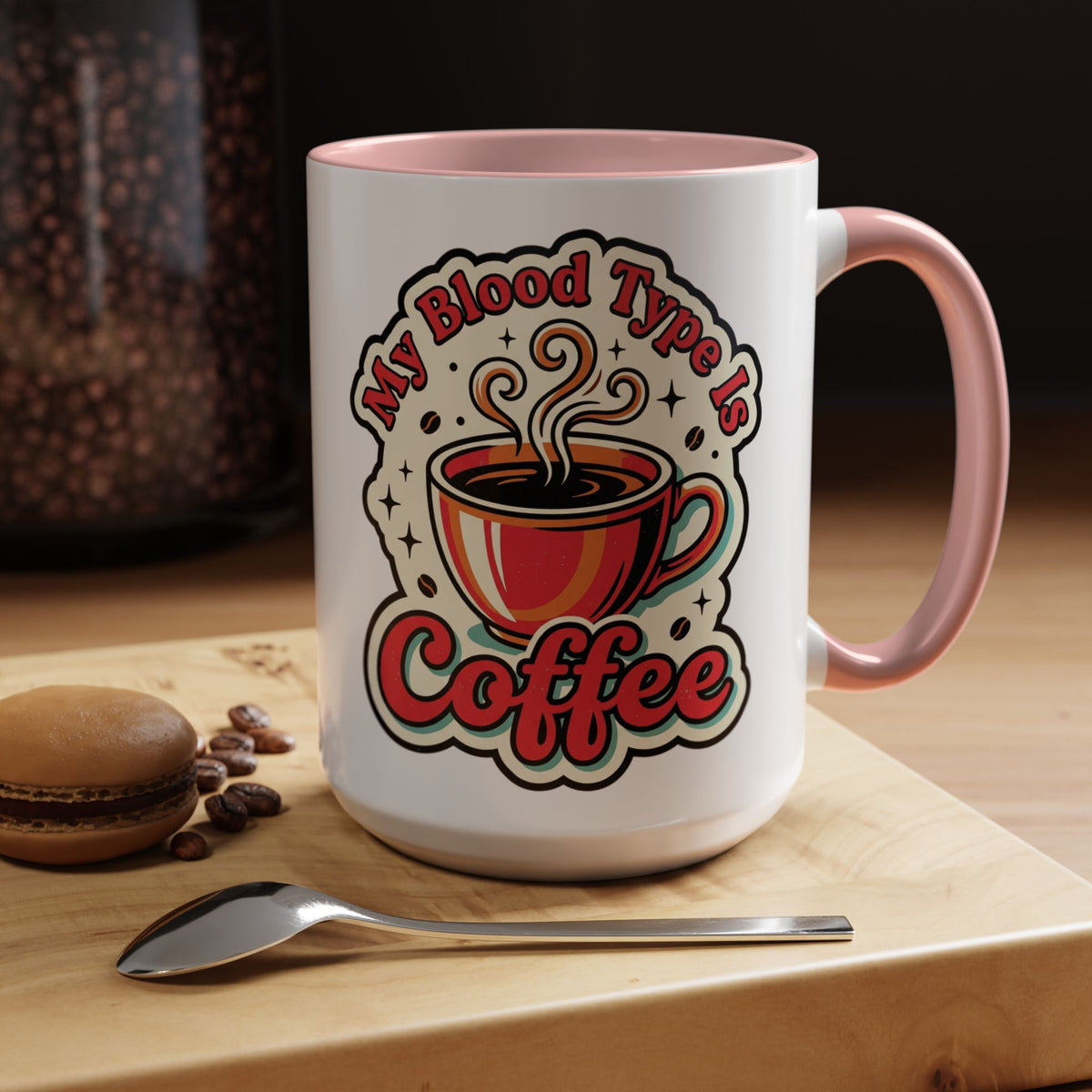 Coffee Mug - "My Blood Type Is Coffee" Accent Ceramic Mug (11oz & 15oz)