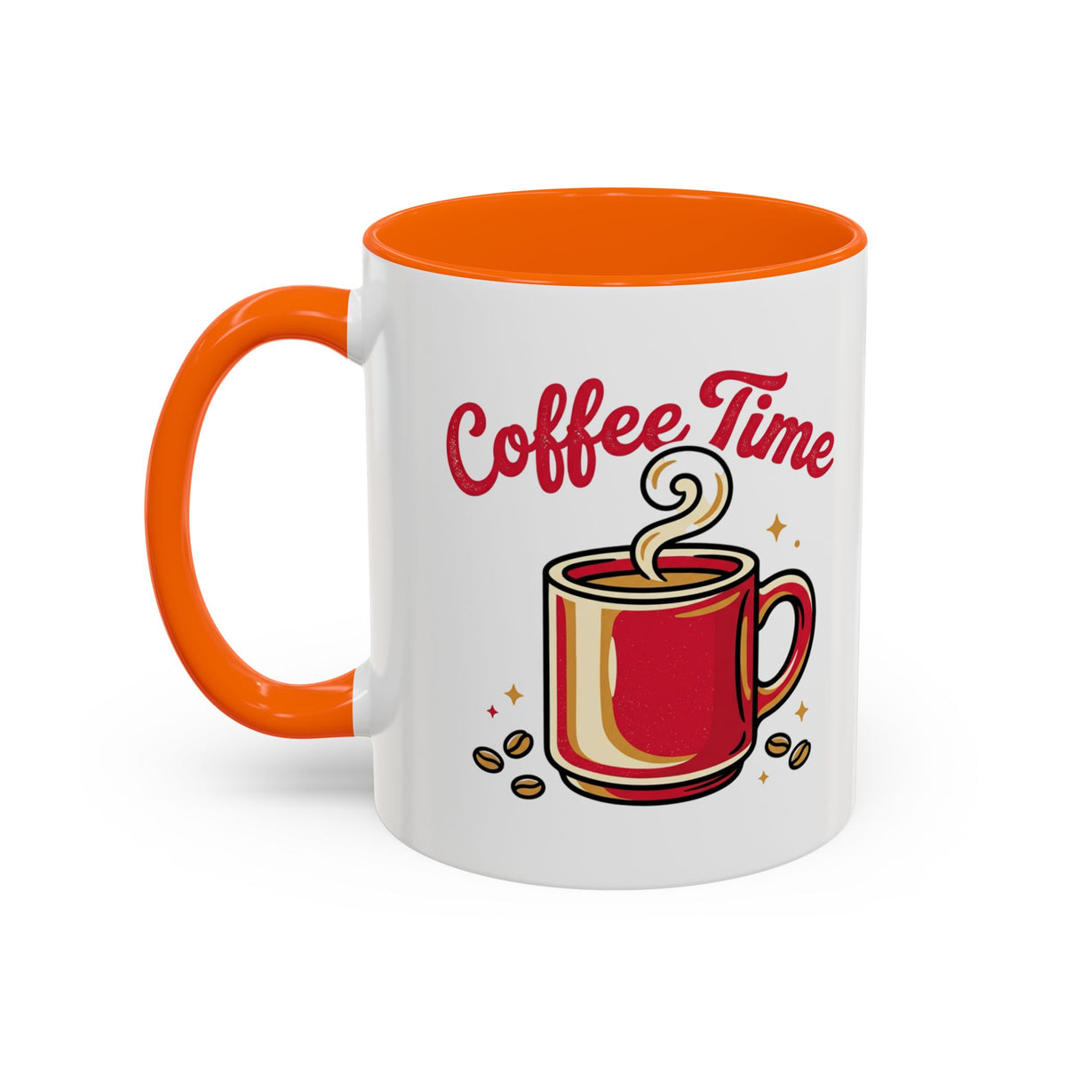 Coffee Mug - "Coffee Time" Red Accent Ceramic Mug (11/15oz)