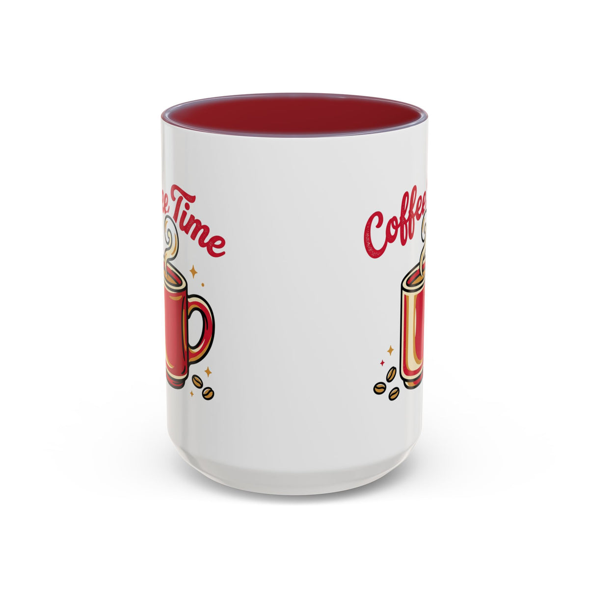 Coffee Mug - "Coffee Time" Red Accent Ceramic Mug (11/15oz)