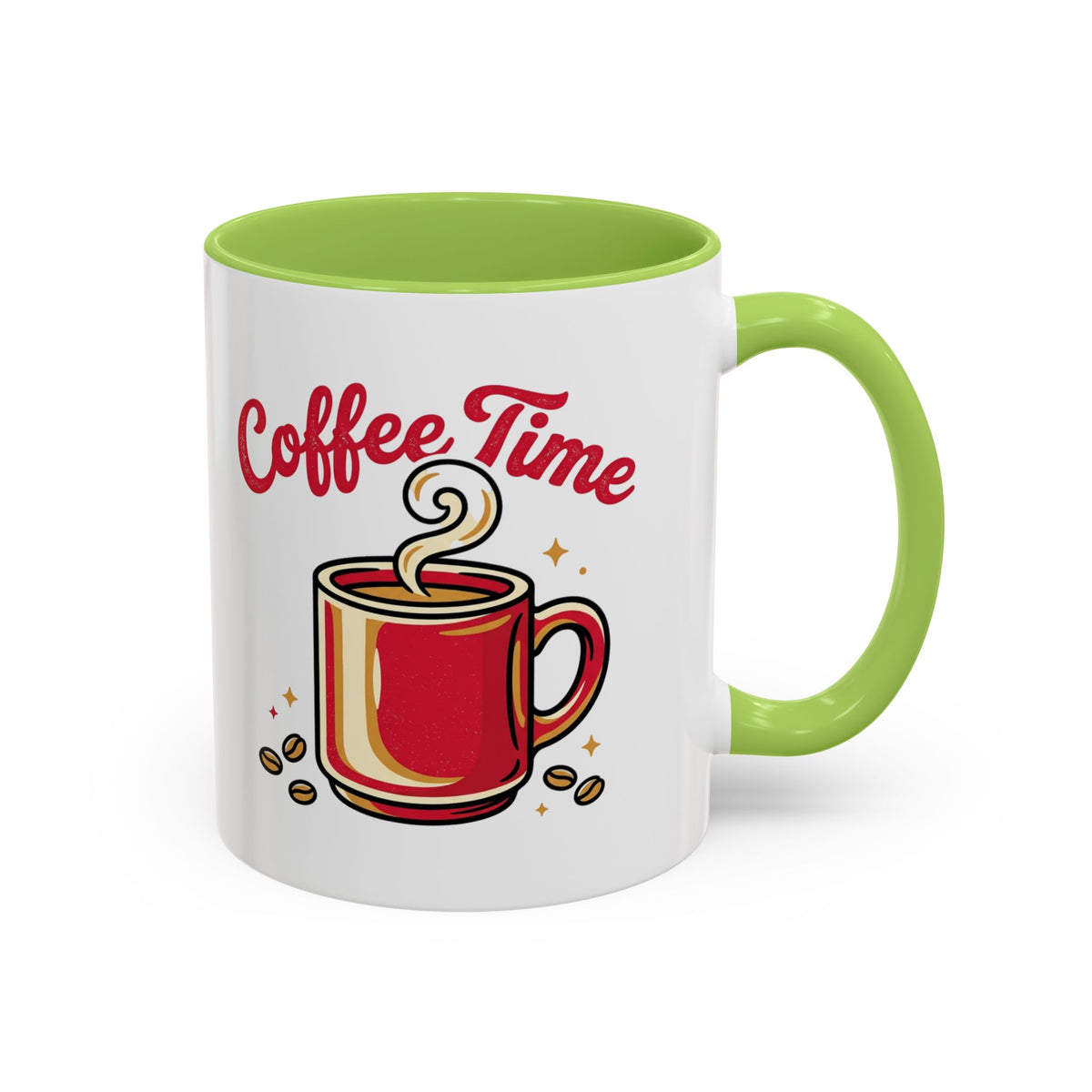 Coffee Mug - "Coffee Time" Red Accent Ceramic Mug (11/15oz)