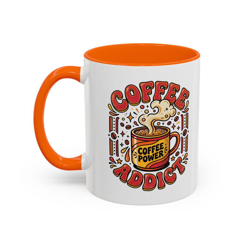 Coffee Addict Accent Mug — "Coffee Power" Retro Coffee Lover Gift (11oz/15oz)