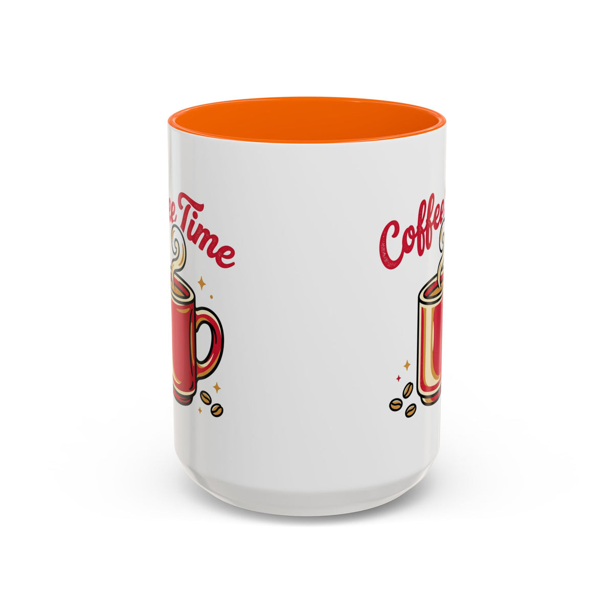 Coffee Mug - "Coffee Time" Red Accent Ceramic Mug (11/15oz)
