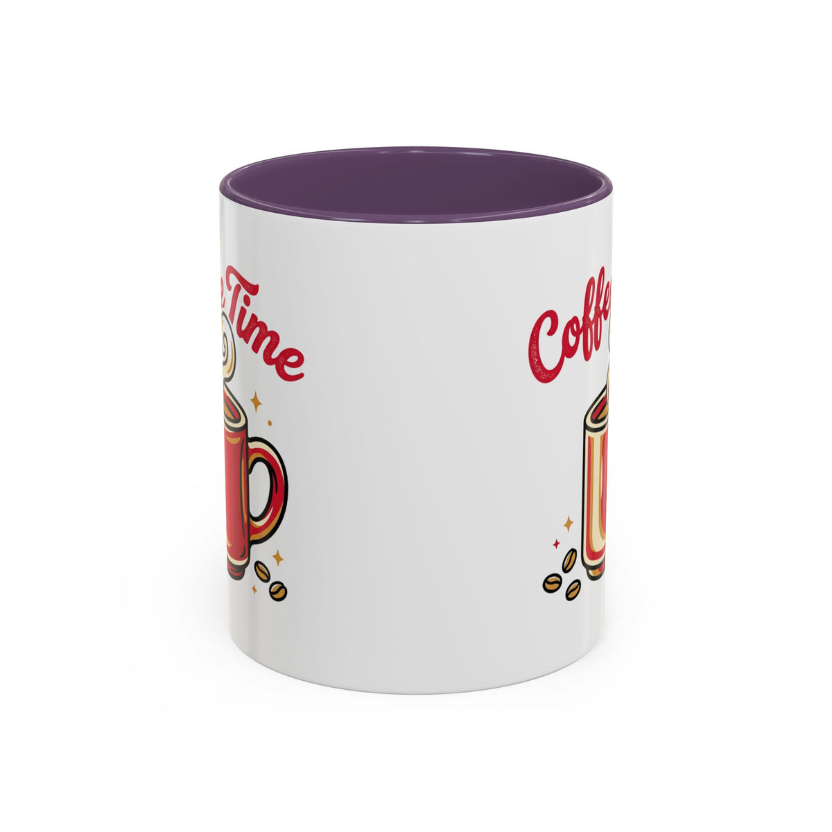 Coffee Mug - "Coffee Time" Red Accent Ceramic Mug (11/15oz)