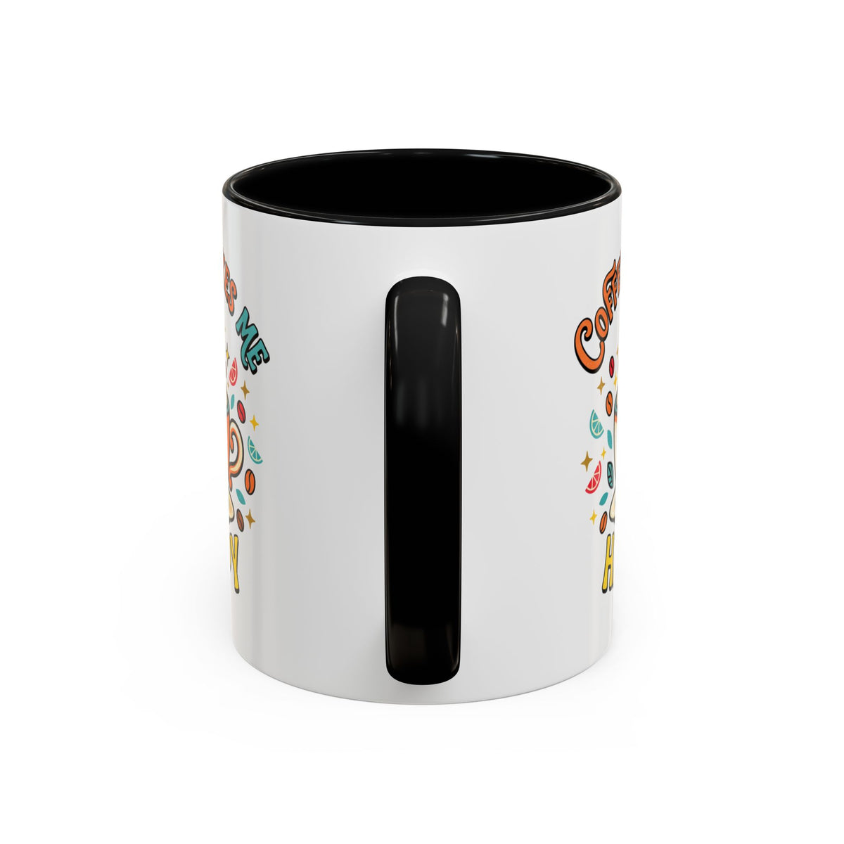 Coffee Mug — "Coffee Makes Me Happy" Cute Retro Accent Mug (11/15oz)