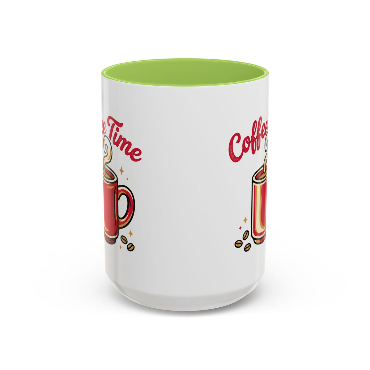 Coffee Mug - "Coffee Time" Red Accent Ceramic Mug (11/15oz)