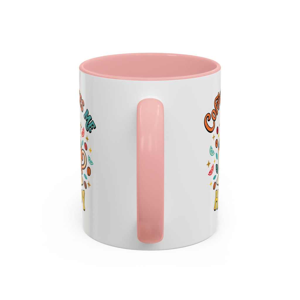 Coffee Mug — "Coffee Makes Me Happy" Cute Retro Accent Mug (11/15oz)