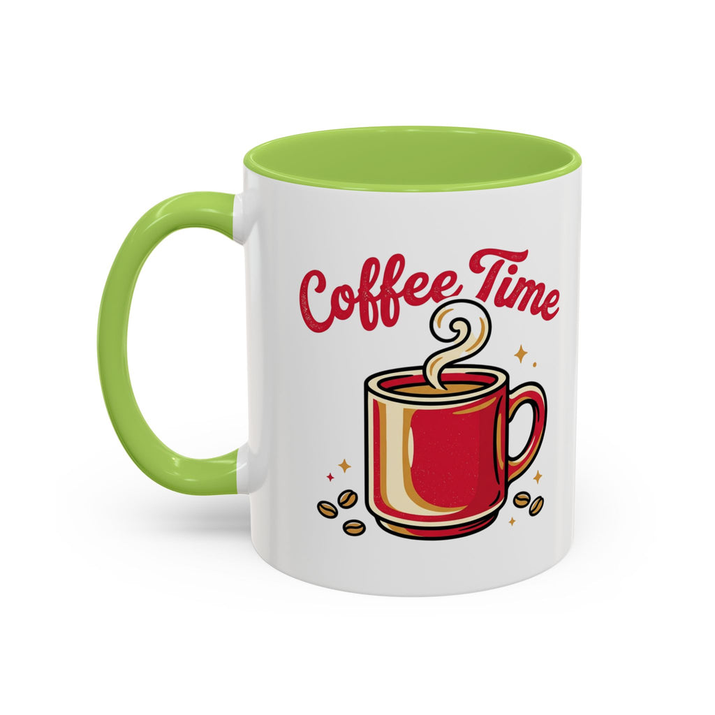 Coffee Mug - "Coffee Time" Red Accent Ceramic Mug (11/15oz)