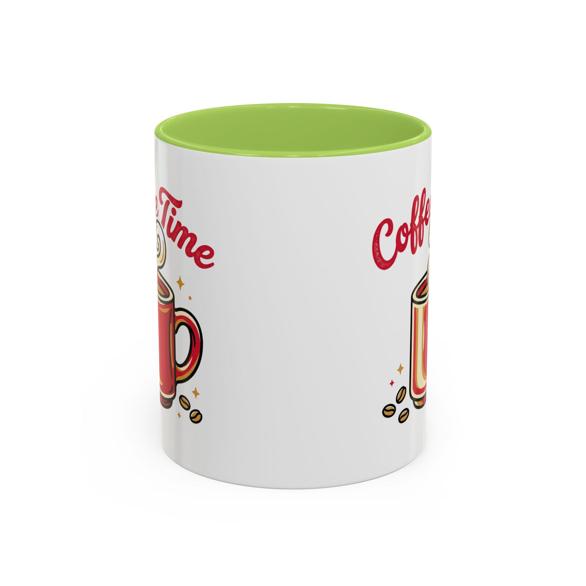 Coffee Mug - "Coffee Time" Red Accent Ceramic Mug (11/15oz)