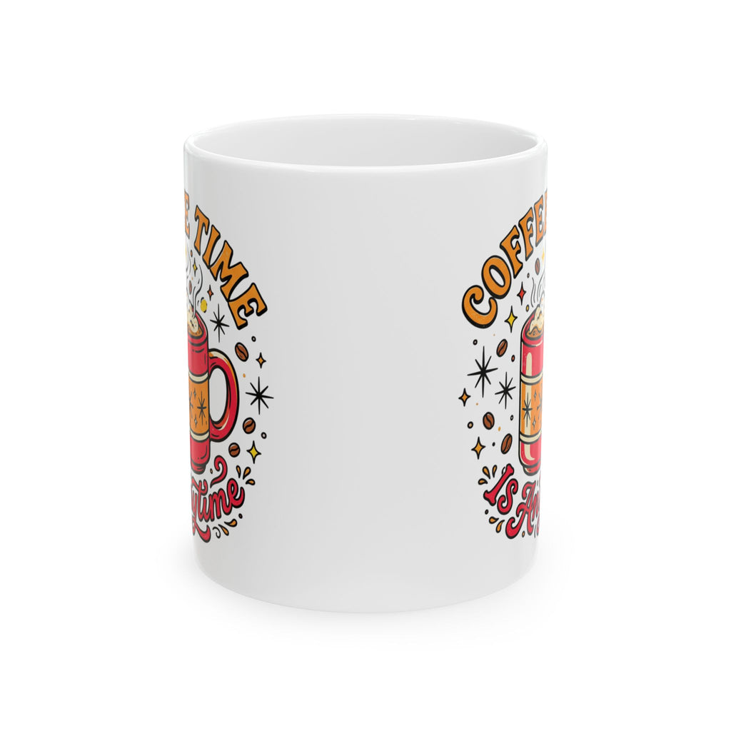 Coffee Time Ceramic Mug — "Coffee Time Is My Time" Retro Illustrated 11oz/15oz
