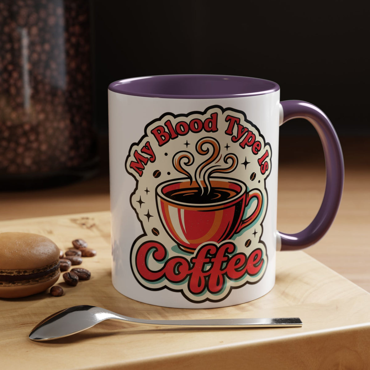 Coffee Mug - "My Blood Type Is Coffee" Accent Ceramic Mug (11oz & 15oz)