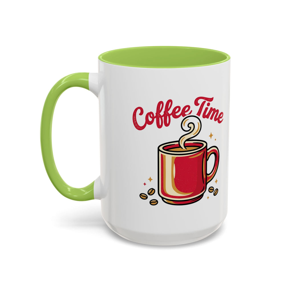 Coffee Mug - "Coffee Time" Red Accent Ceramic Mug (11/15oz)