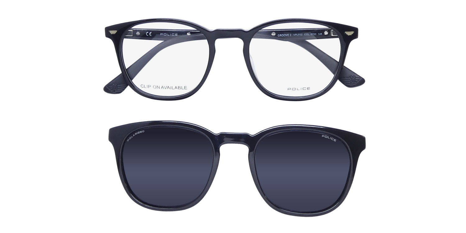 Police Vplf02 Groove 2 Clip-On Eyeglasses