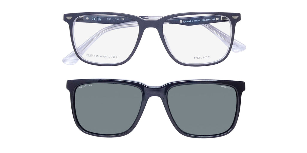 Police Vplf01 Groove 1 Clip-On Eyeglasses