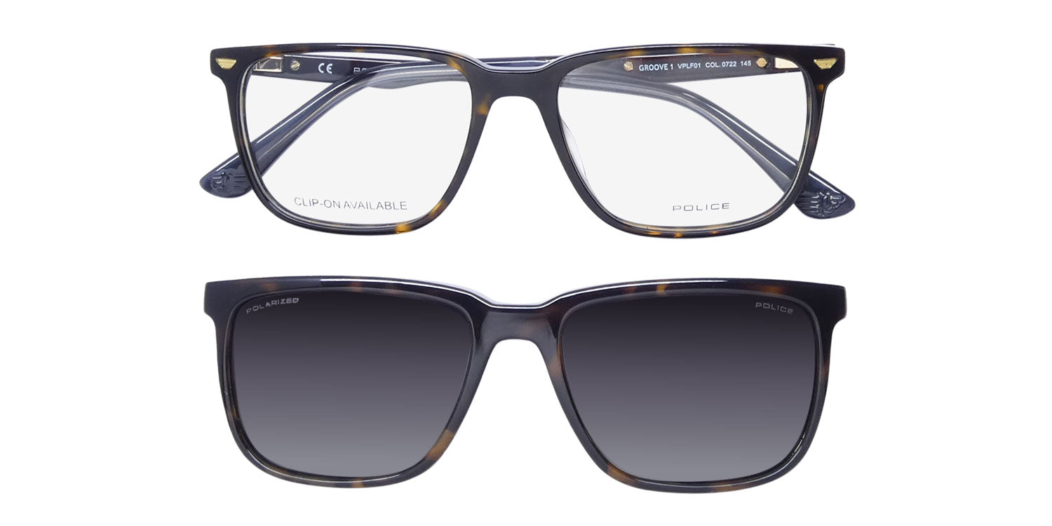 Police Vplf01 Groove 1 Clip-On Eyeglasses