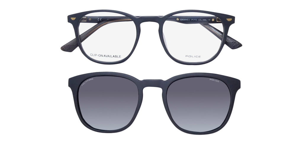 Police Vplf02 Groove 2 Clip-On Eyeglasses