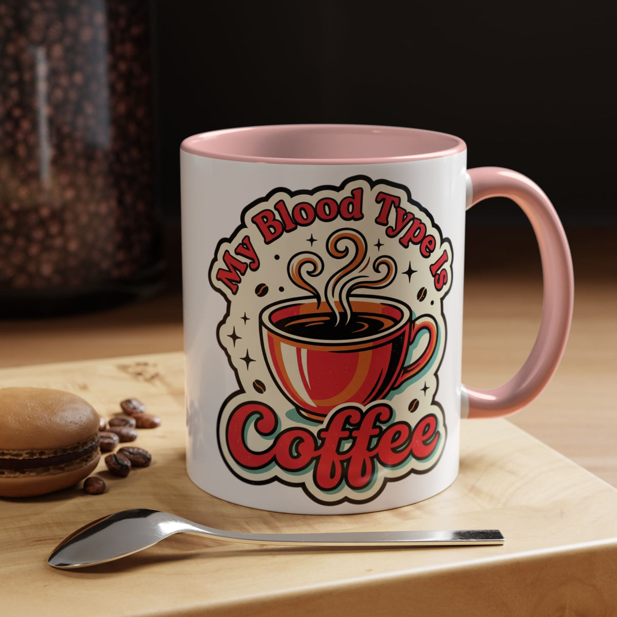 Coffee Mug - "My Blood Type Is Coffee" Accent Ceramic Mug (11oz & 15oz)