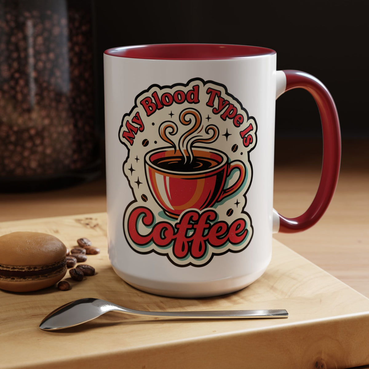 Coffee Mug - "My Blood Type Is Coffee" Accent Ceramic Mug (11oz & 15oz)