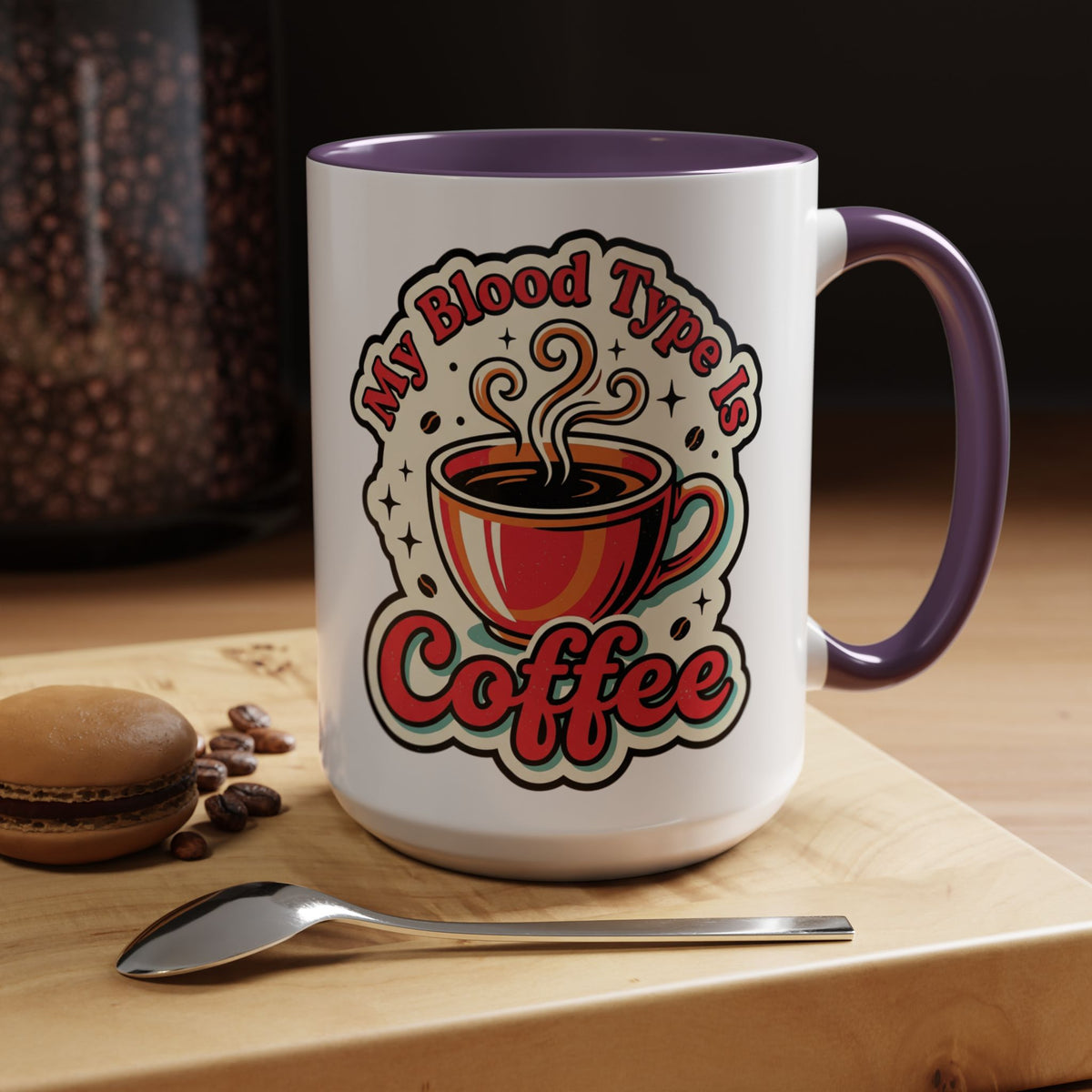 Coffee Mug - "My Blood Type Is Coffee" Accent Ceramic Mug (11oz & 15oz)