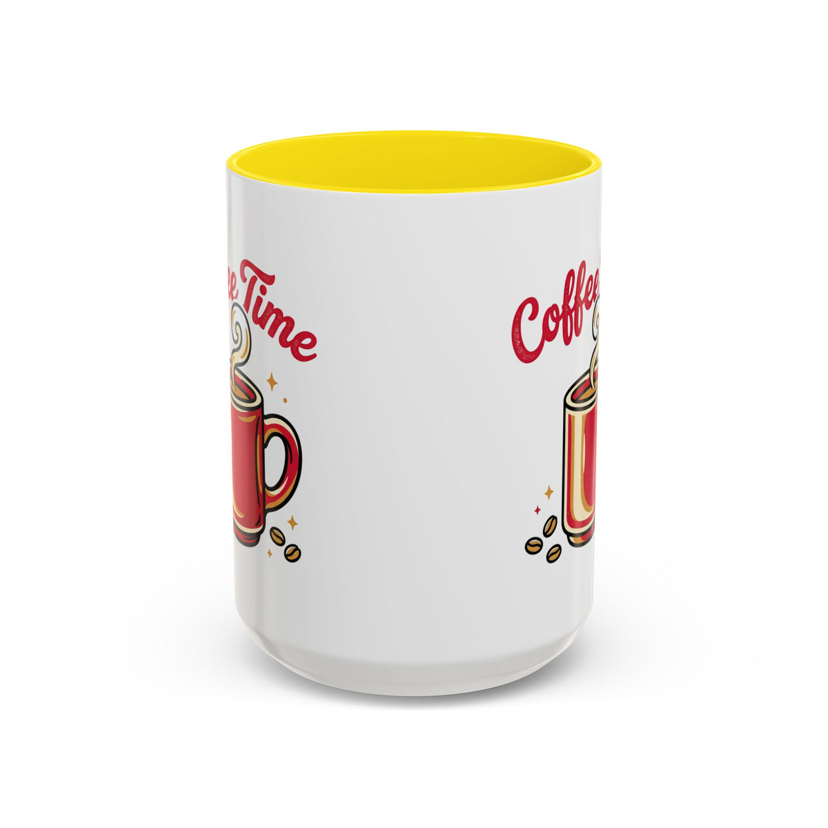 Coffee Mug - "Coffee Time" Red Accent Ceramic Mug (11/15oz)