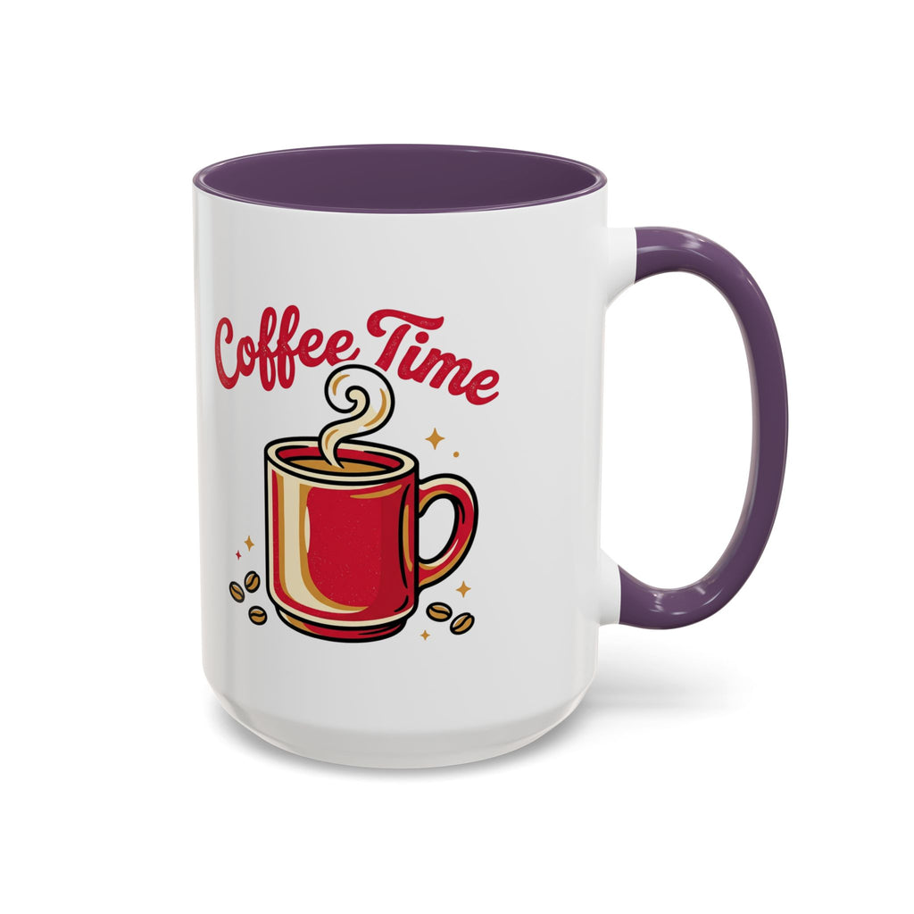 Coffee Mug - "Coffee Time" Red Accent Ceramic Mug (11/15oz)
