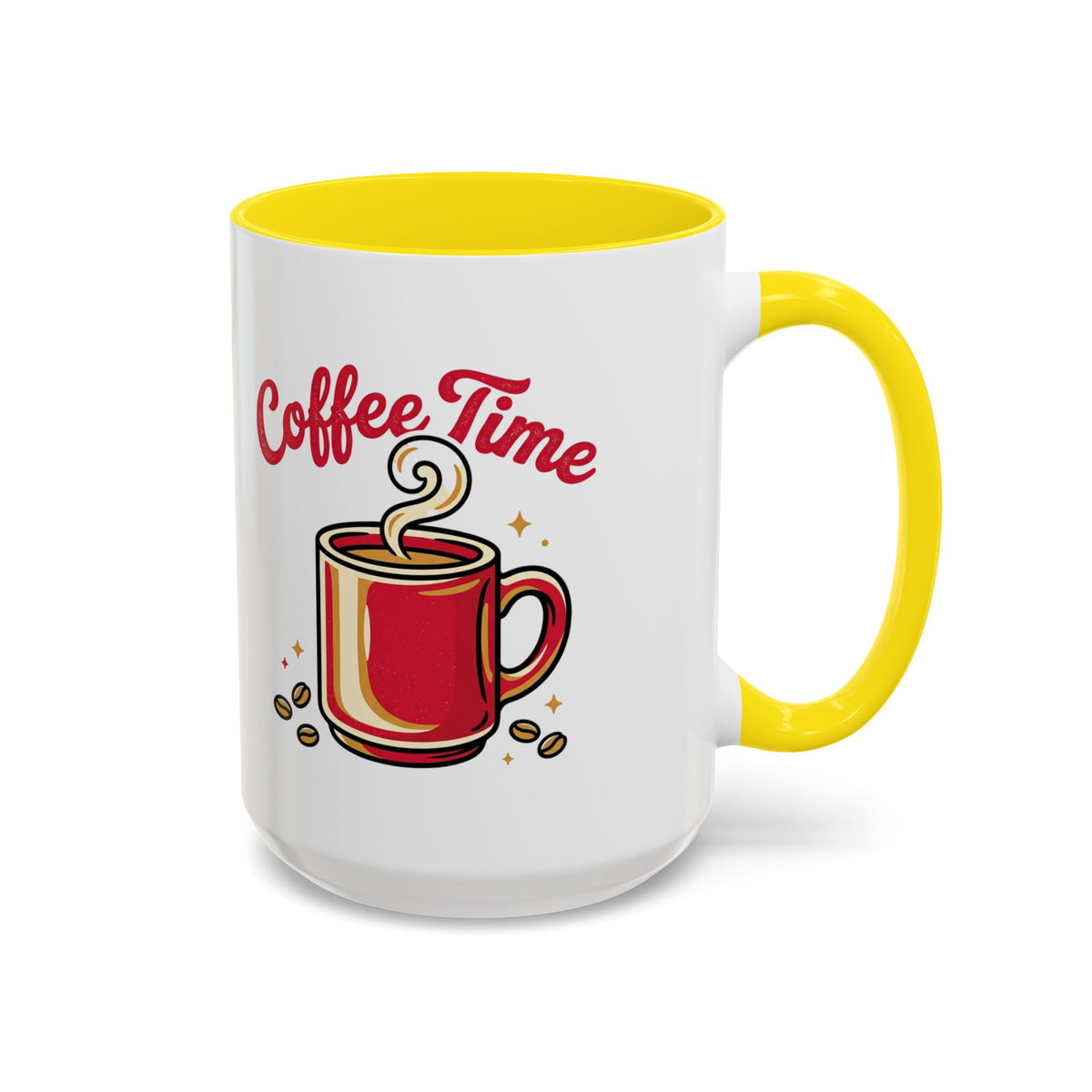 Coffee Mug - "Coffee Time" Red Accent Ceramic Mug (11/15oz)
