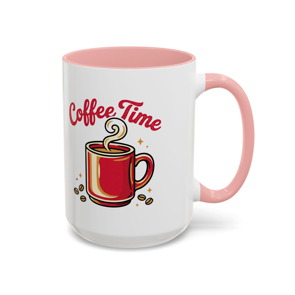 Coffee Mug - "Coffee Time" Red Accent Ceramic Mug (11/15oz)