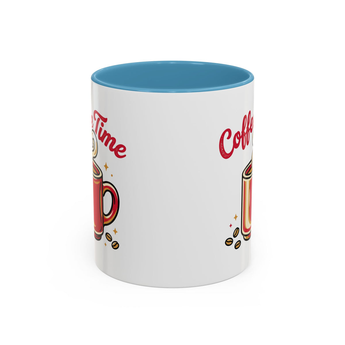 Coffee Mug - "Coffee Time" Red Accent Ceramic Mug (11/15oz)