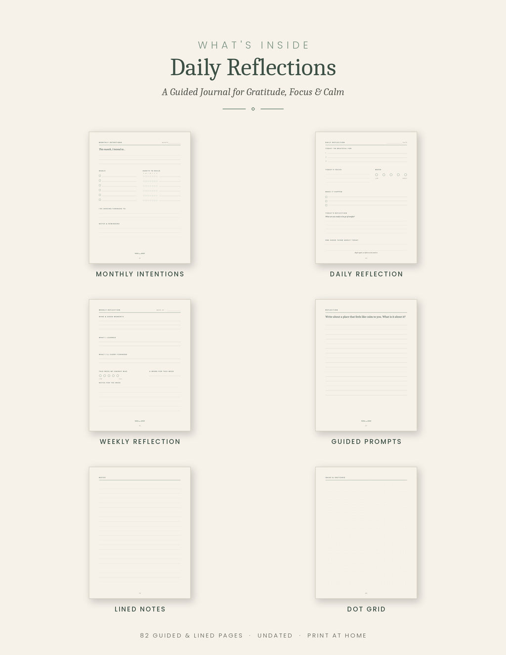 Daily Reflections A Guided Journal for Gratitude, Focus & Calm