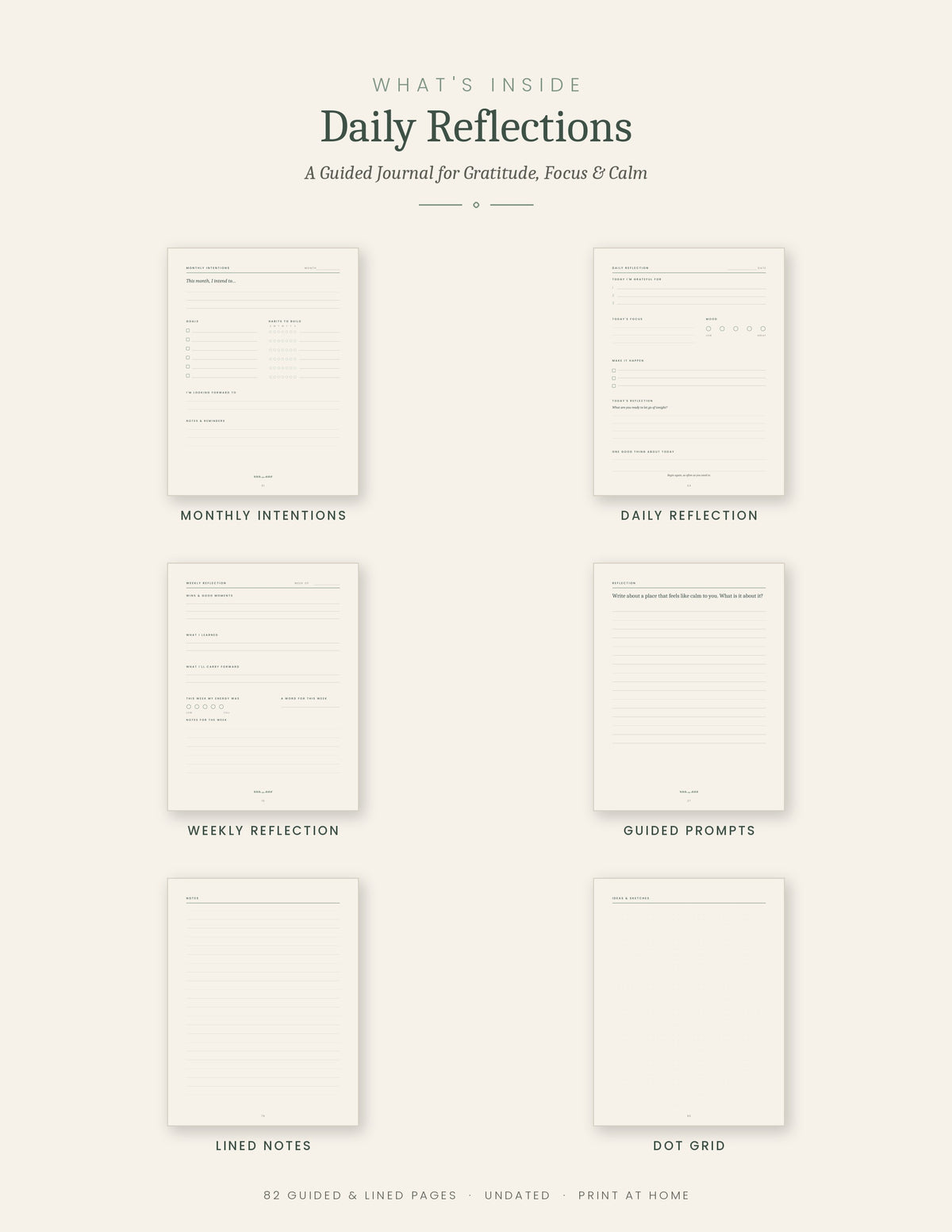 Daily Reflections A Guided Journal for Gratitude, Focus & Calm