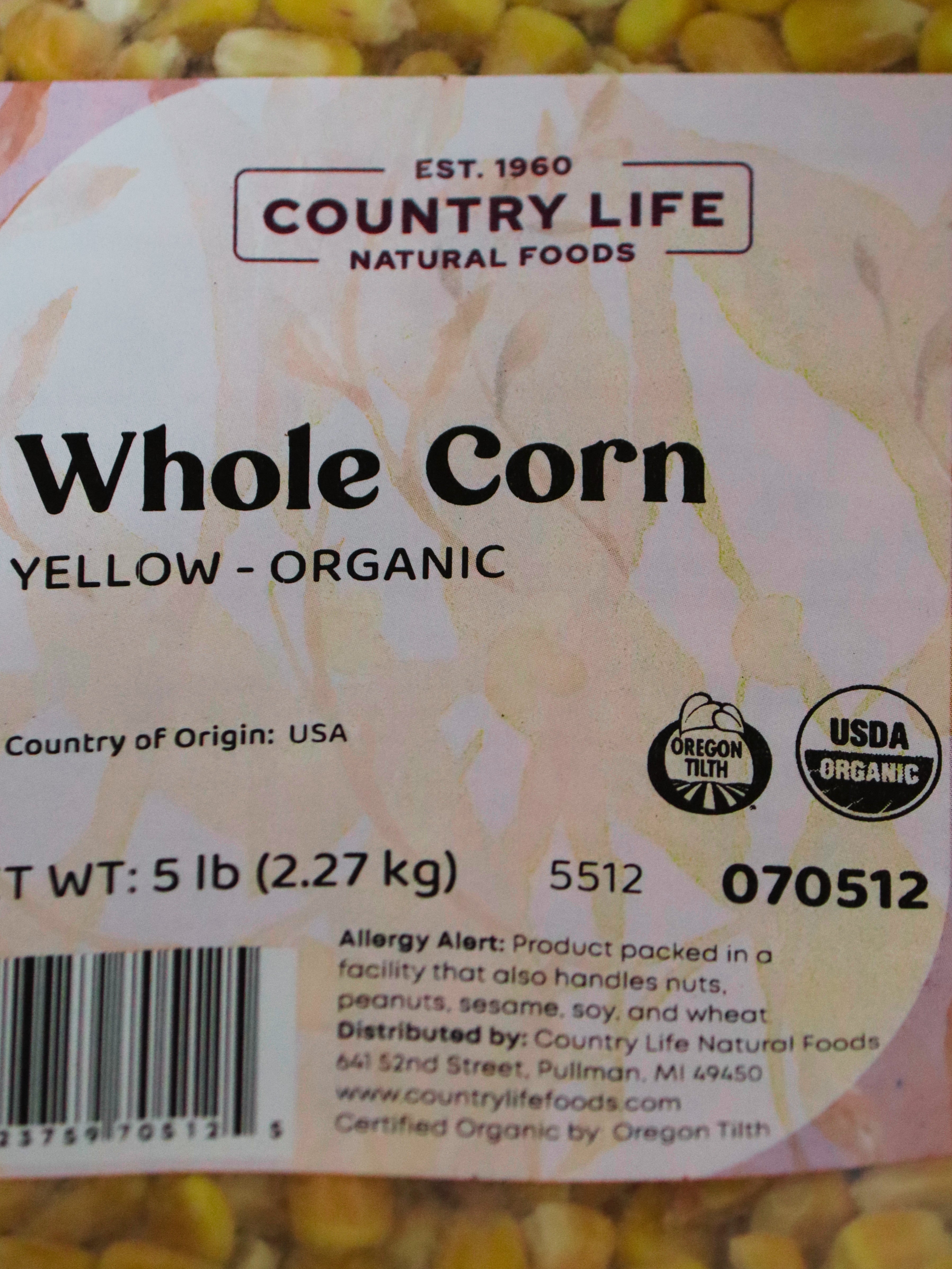 Corn, Whole Yellow, Organic