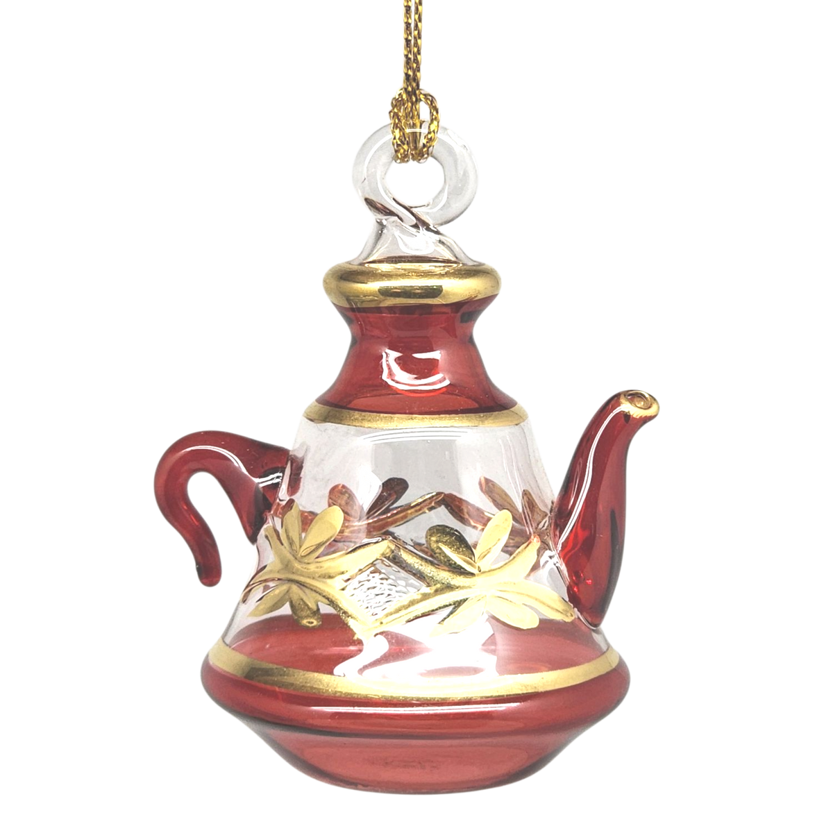 Egyptian Glass Teapot Ornaments - Christmas Red