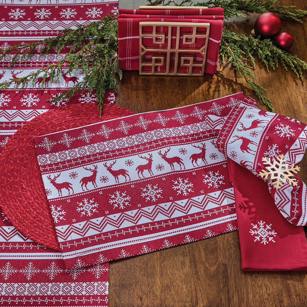 Patricia Heaton Home Holiday Fairisle Embroidered Napkin