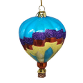 Glass Hot Air Balloon Ornament - Vibrant Blue