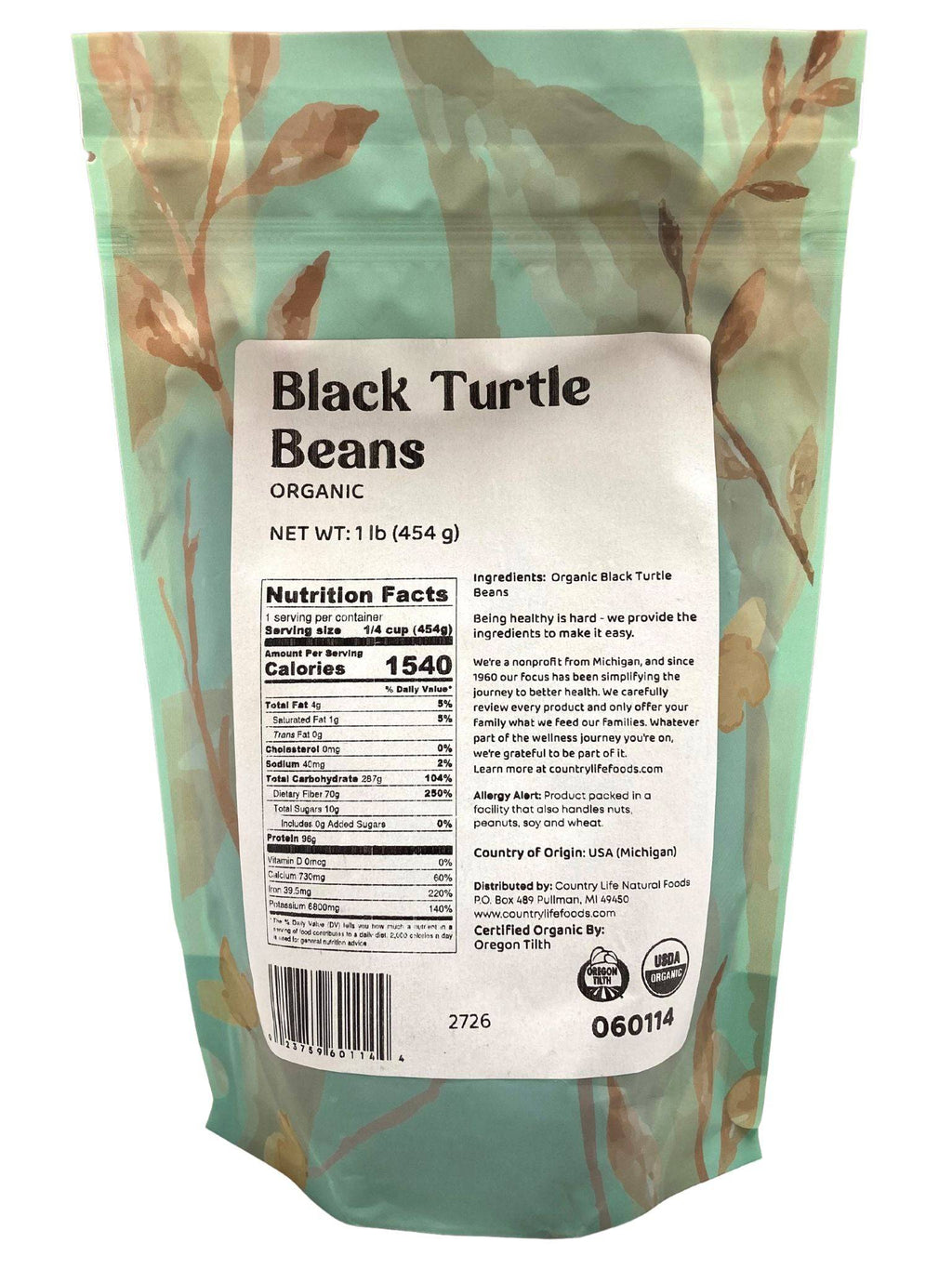 Black Turtle Beans, Organic (REDUCED PRICE! - Contains splits)