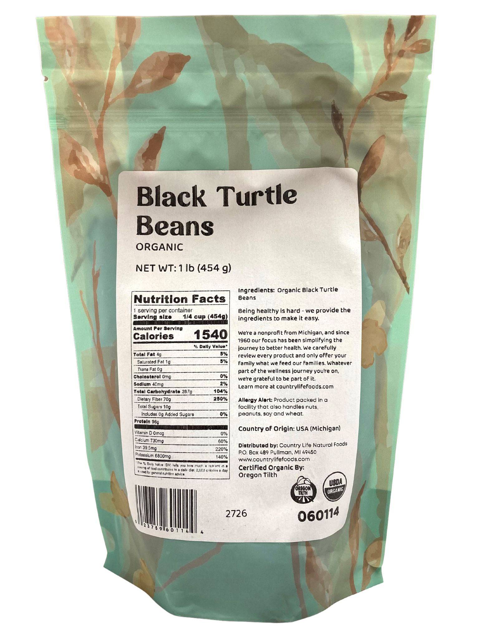 Black Turtle Beans, Organic (REDUCED PRICE! - Contains splits)