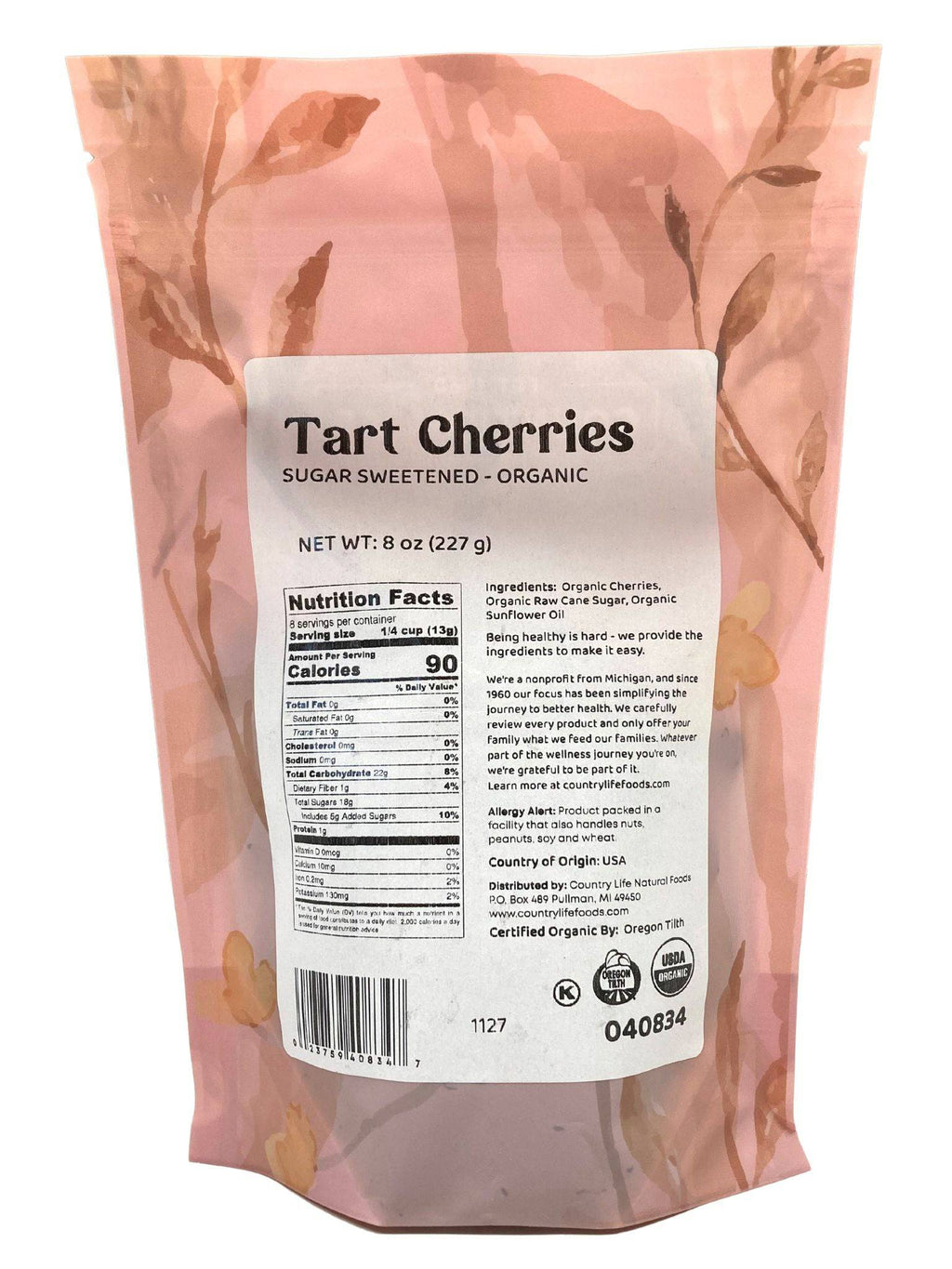 Cherries, Tart, Sugar Sweetened, Organic