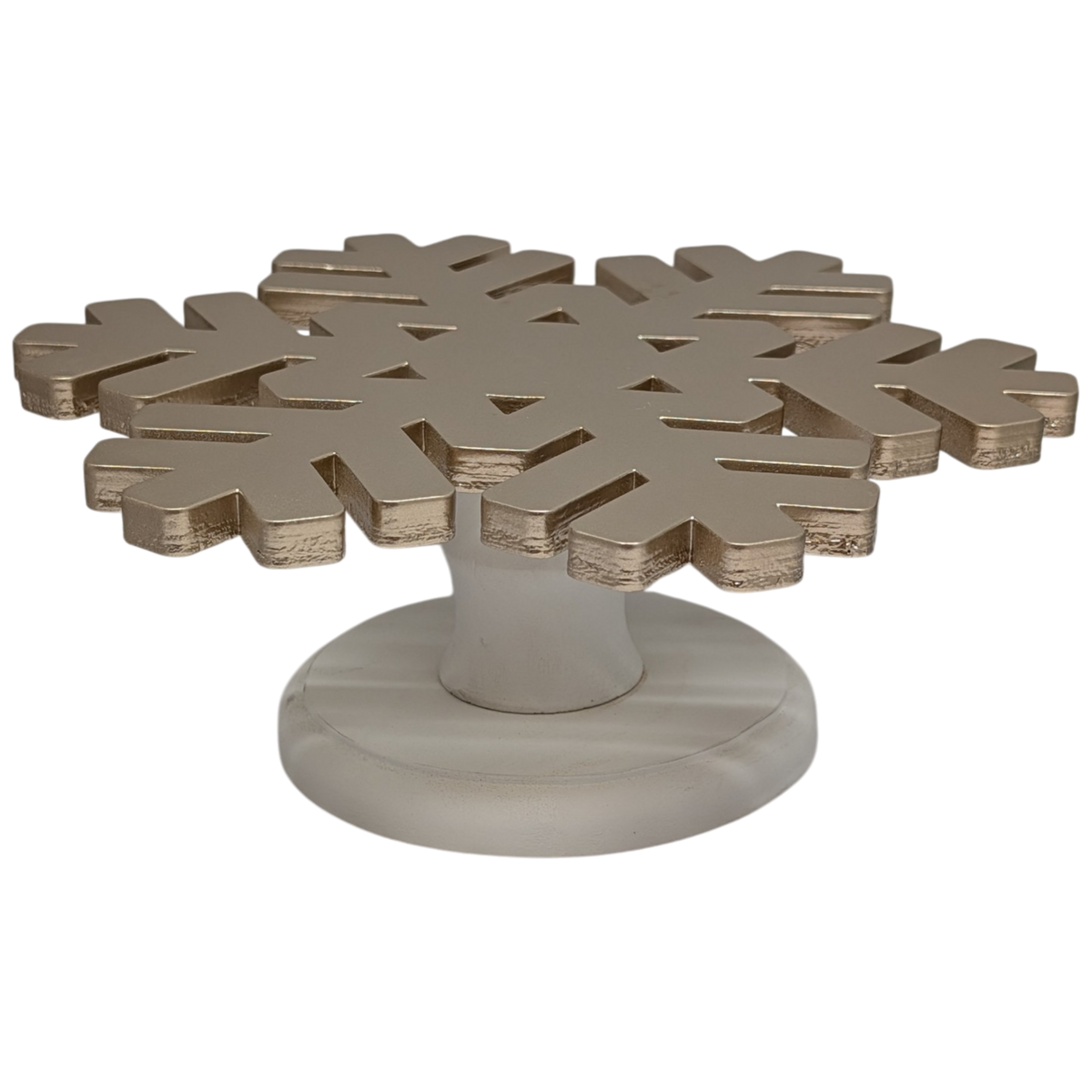 Wood Snowflake Design Riser Rose Gold