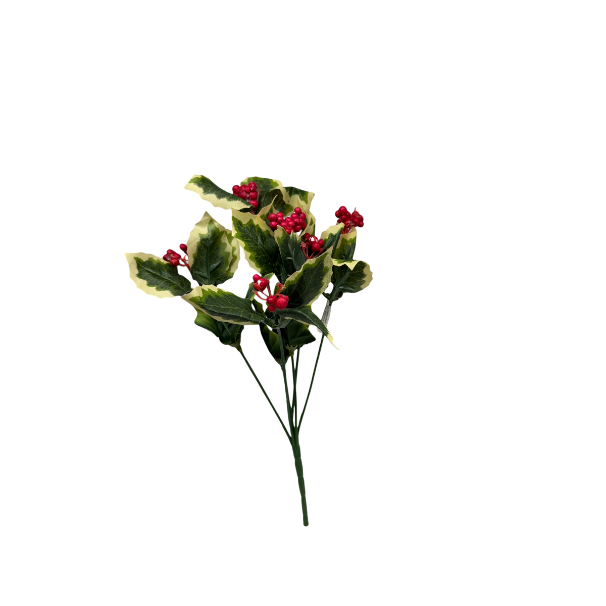 13-Inch Faux Green Holly With Red Berries