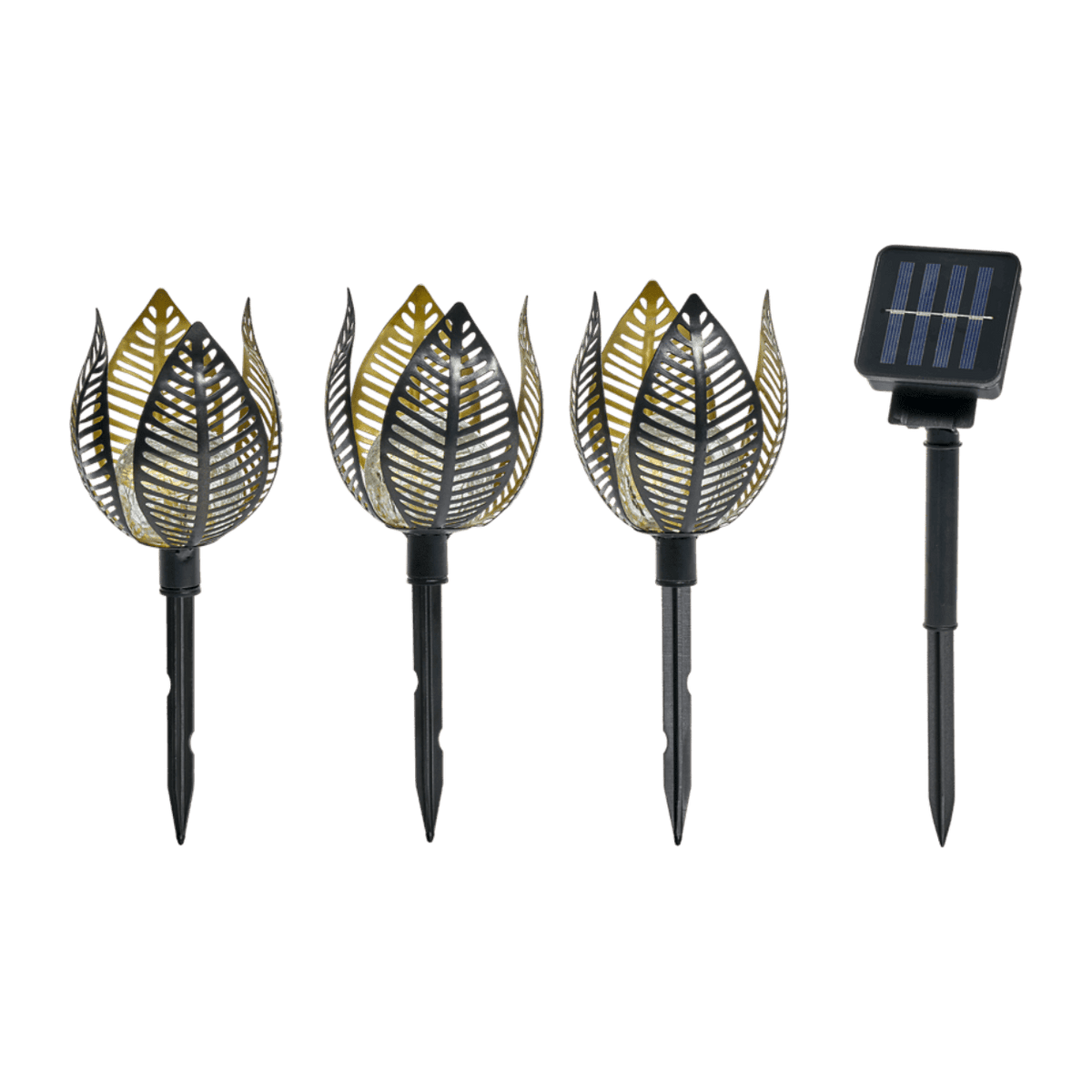 Solar Powered Copper Lily lights - set of 3