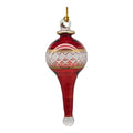 Lattice Glass Ornaments With Gold Accents - Red Stretched Teardrop