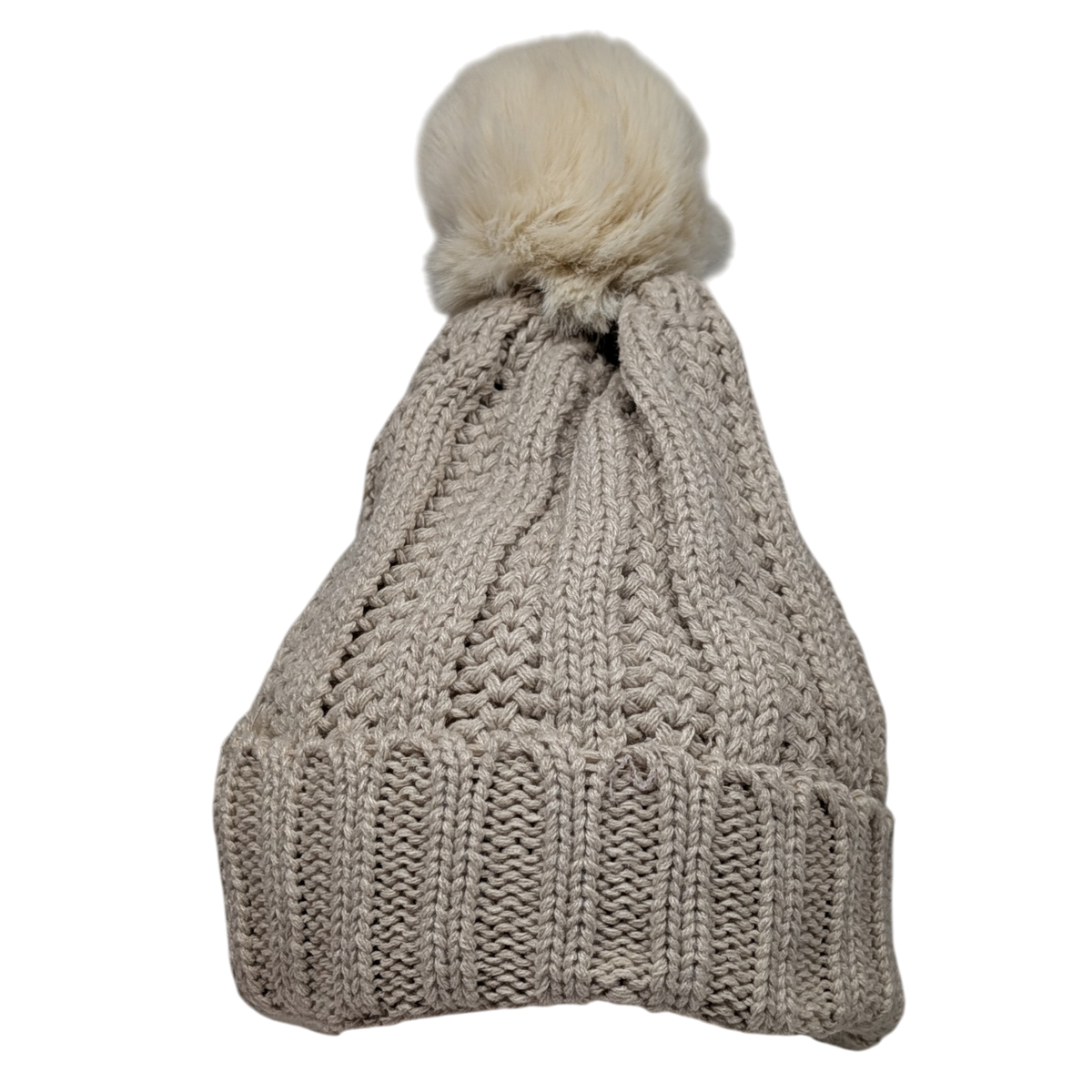 Knit Hat With Three Interchangeable Poms - Oatmeal