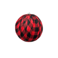 9"   Shatterproof Buffalo Plaid Fabric Wrapped Ball Ornament