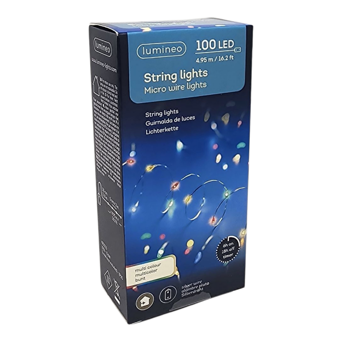 Micro Wire String Lights - 100 LED - Multicolor - Silver Wire