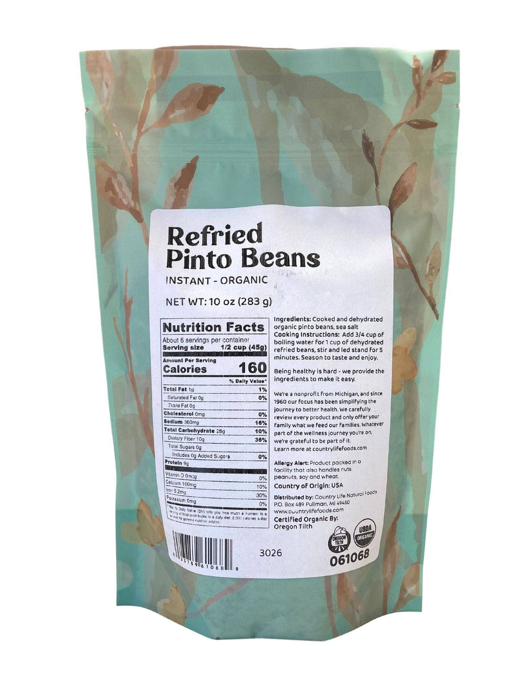 Pinto Beans, Instant, Organic, Low Salt